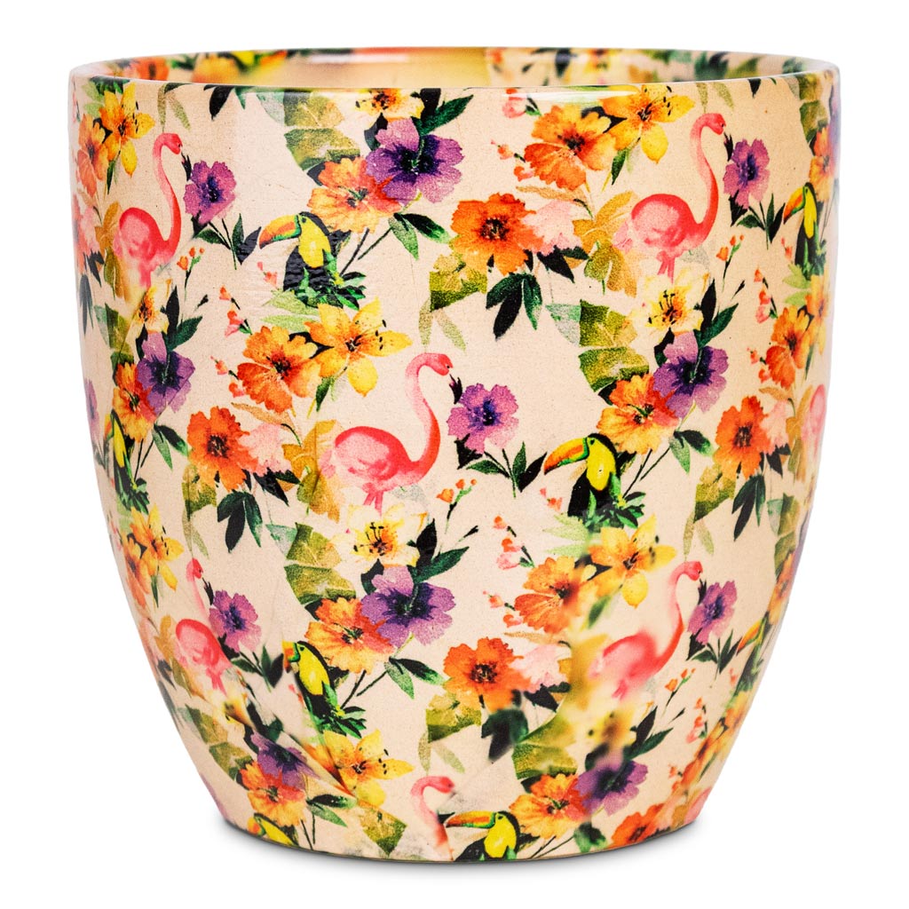 Monza Plant Pot - Floral Flamingo