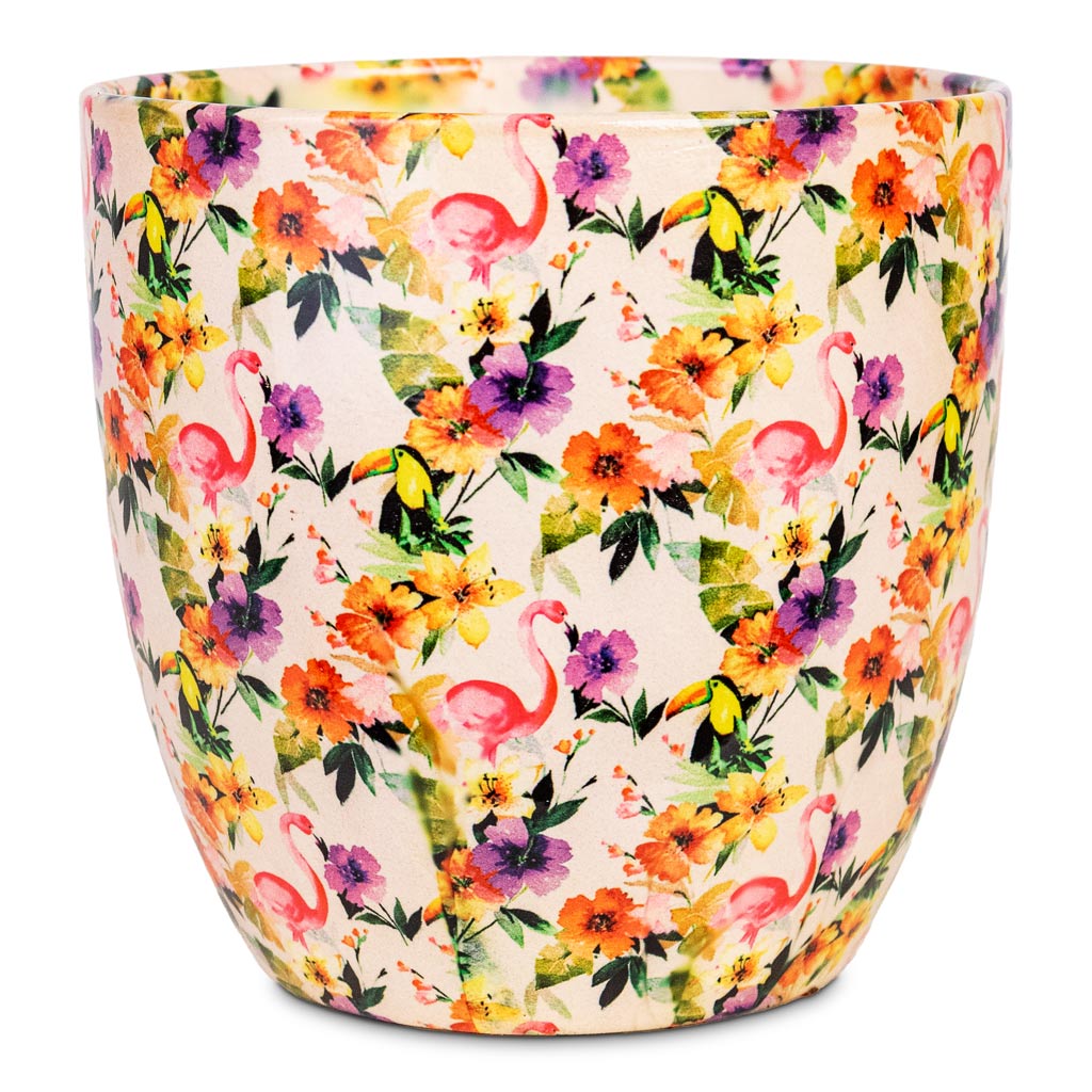 Monza Plant Pot - Floral Flamingo