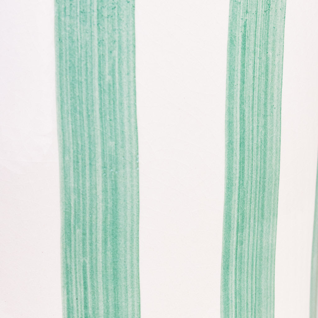 Paros Painted Plant Pot - Green Stripe