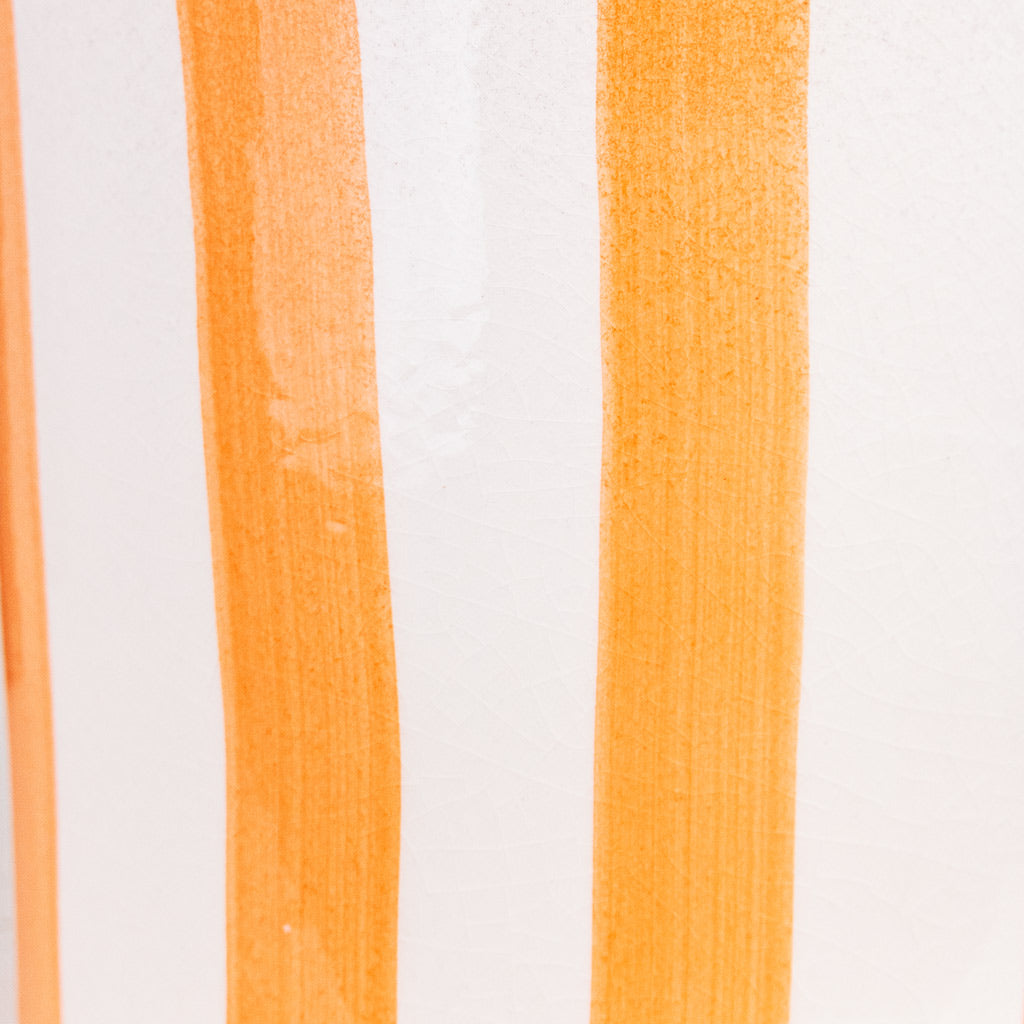 Paros Painted Plant Pot - Orange Stripe