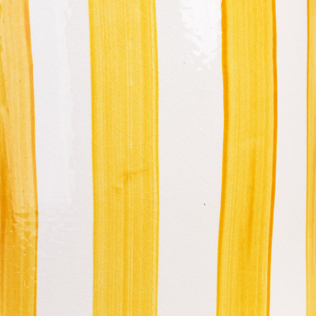 Paros Painted Plant Pot - Yellow Stripe