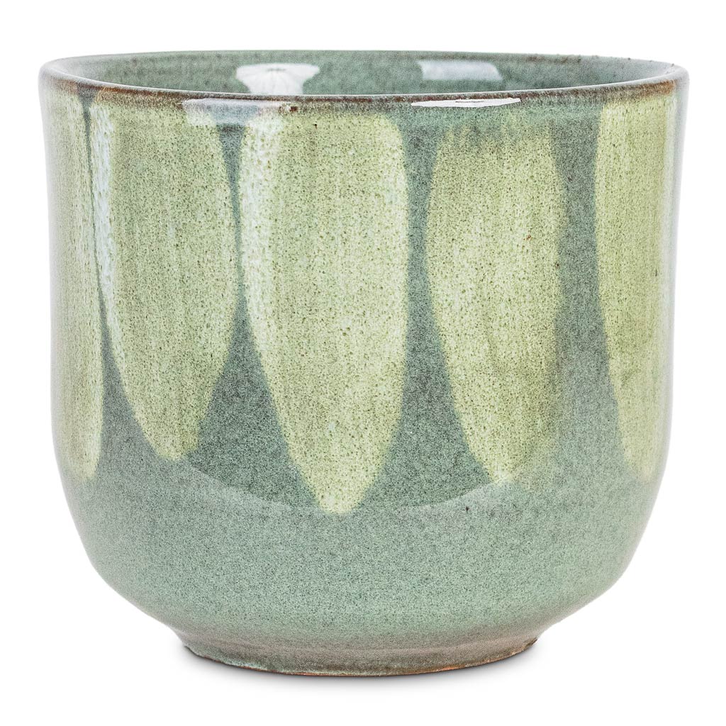 Rowe Glaze Plant Pot - Green Drip