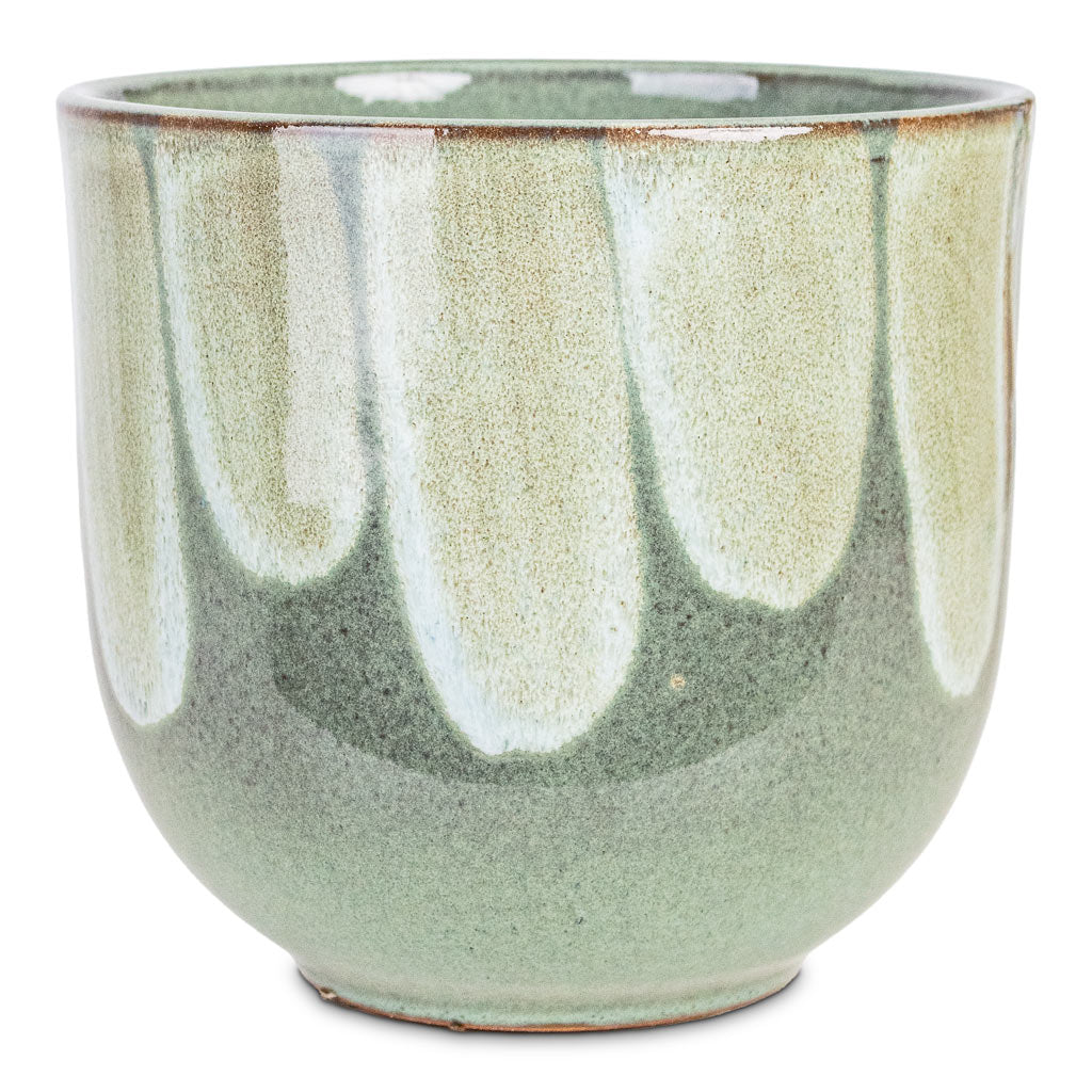 Rowe Glaze Plant Pot - Green Drip