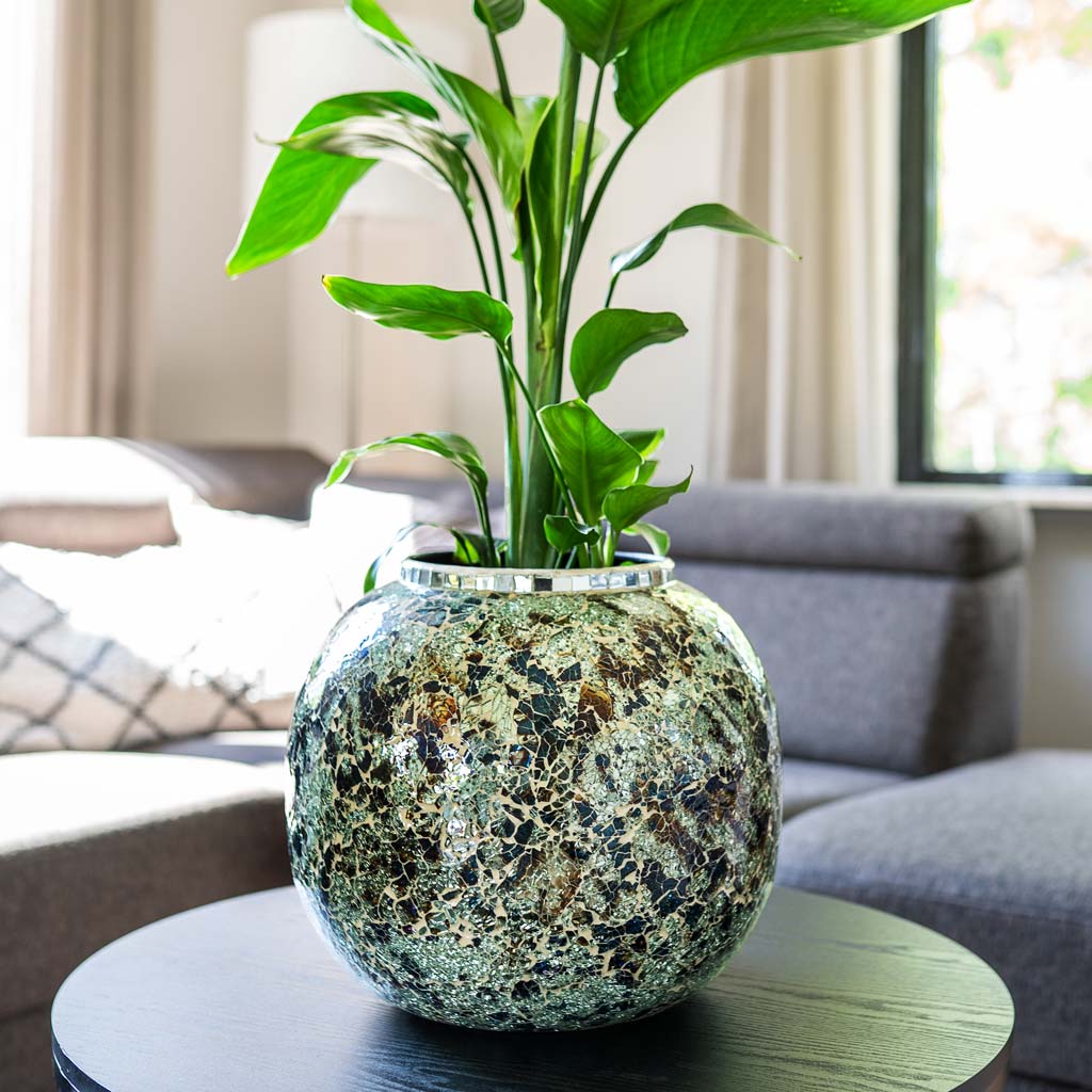 Mosaic Metal Plant Pot - Mirror