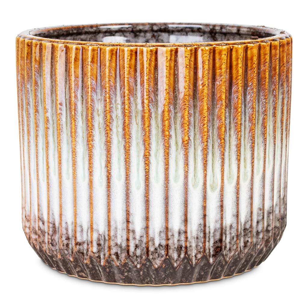 Willow Ribbed Plant Pot - Chocolate