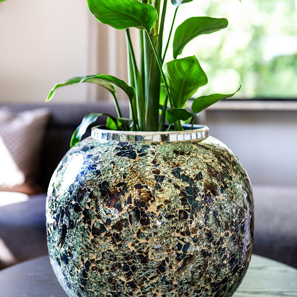 Mosaic Metal Plant Pot - Mirror