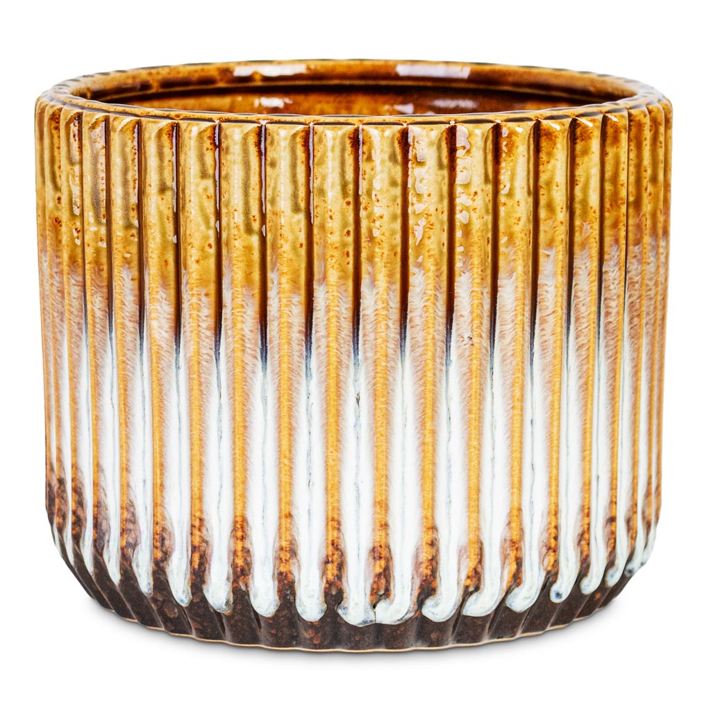 Willow Ribbed Plant Pot - Chocolate